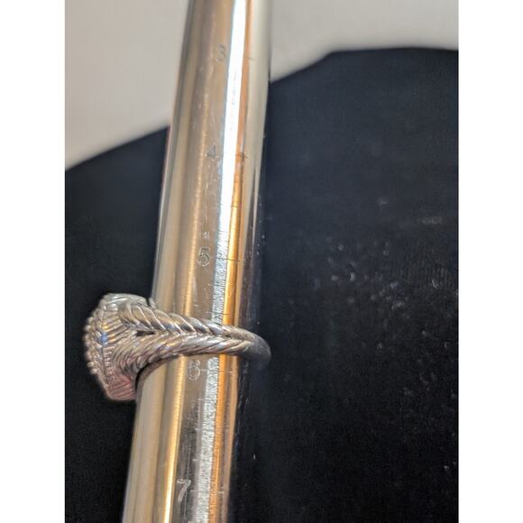 Judith Ripka Classic Diamonique 925 Sterling Silver Cluster Heart Ring Sz 5.75 - Picture 15 of 15